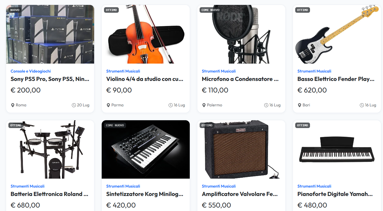 Screenshot Prendi&Via – Piattaforma Web Moderna di Annunci e Compravendita Locale